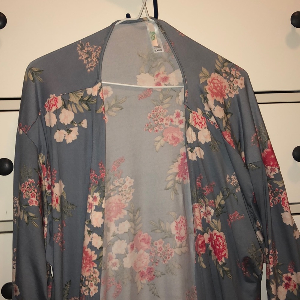Short Blue and Pink Floral Robe